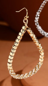 Gold beaded tear drop earrings