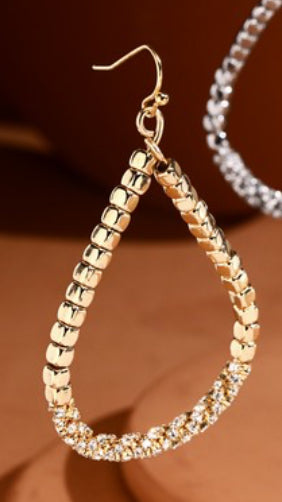 Gold beaded tear drop earrings
