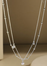 Load image into Gallery viewer, Silver double layered and ball chain necklace