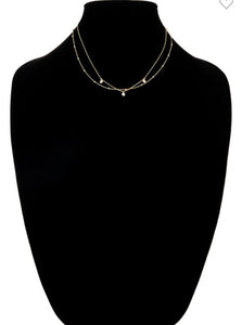 Gold double layered and ball chain necklace