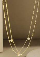 Load image into Gallery viewer, Gold double layered and ball chain necklace