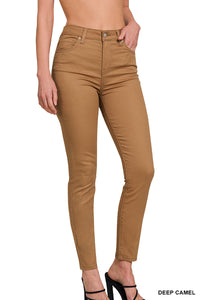 Deep camel high rise skinny denim