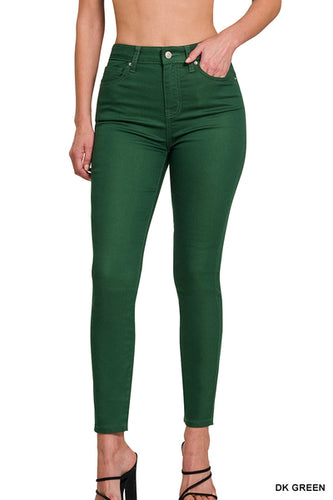 Dark green high rise skinny denim