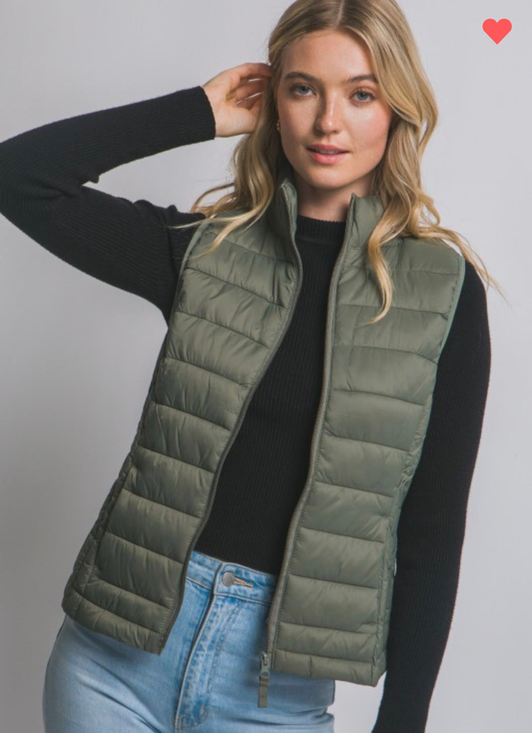 Olive Lightweight Quilted Puffer Vest