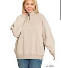 Load image into Gallery viewer, Ash Mocha Acid Wash Half setZip Pullover