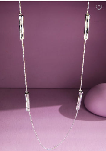 Silver cylinder bead necklace
