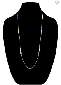 Gold cylinder bead necklace
