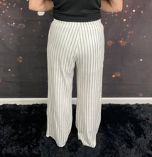 Load image into Gallery viewer, Ivory and black striped pants w/drawstring waist