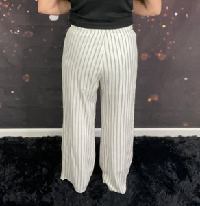 Ivory and black striped pants w/drawstring waist