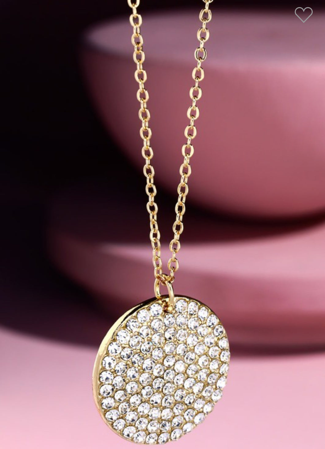 Gold disc pendant necklace