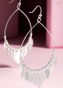 Silver tear drop leaf charm earrings