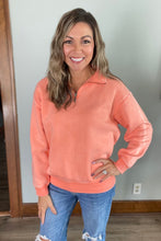 Load image into Gallery viewer, Orange Acid Wash Half Zip Pullover