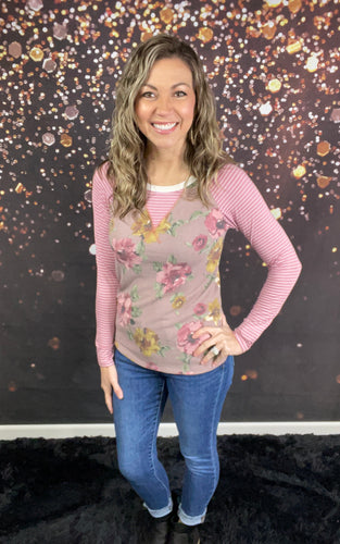 Vintage Marsala floral print top