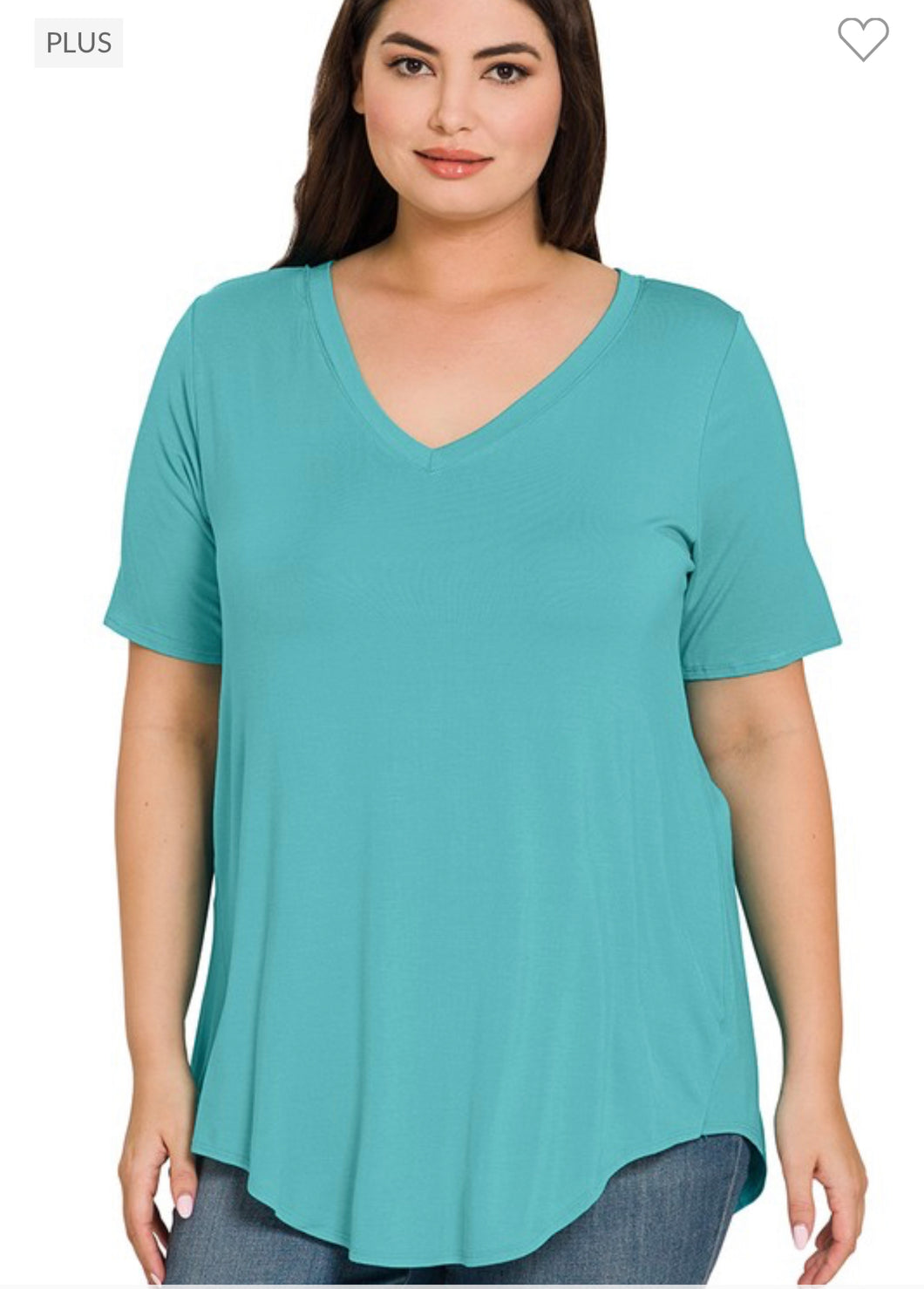 Dusty teal v-neck hem top