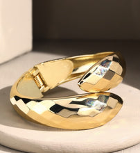 Load image into Gallery viewer, Gold abstract cuff bracelet