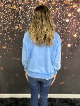 Load image into Gallery viewer, Deep sky acid wash exposed seam sweatshirt