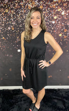 Load image into Gallery viewer, Black dress w/drawstring waist