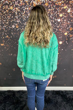 Load image into Gallery viewer, Kelly green acid wash exposed seam sweatshirt