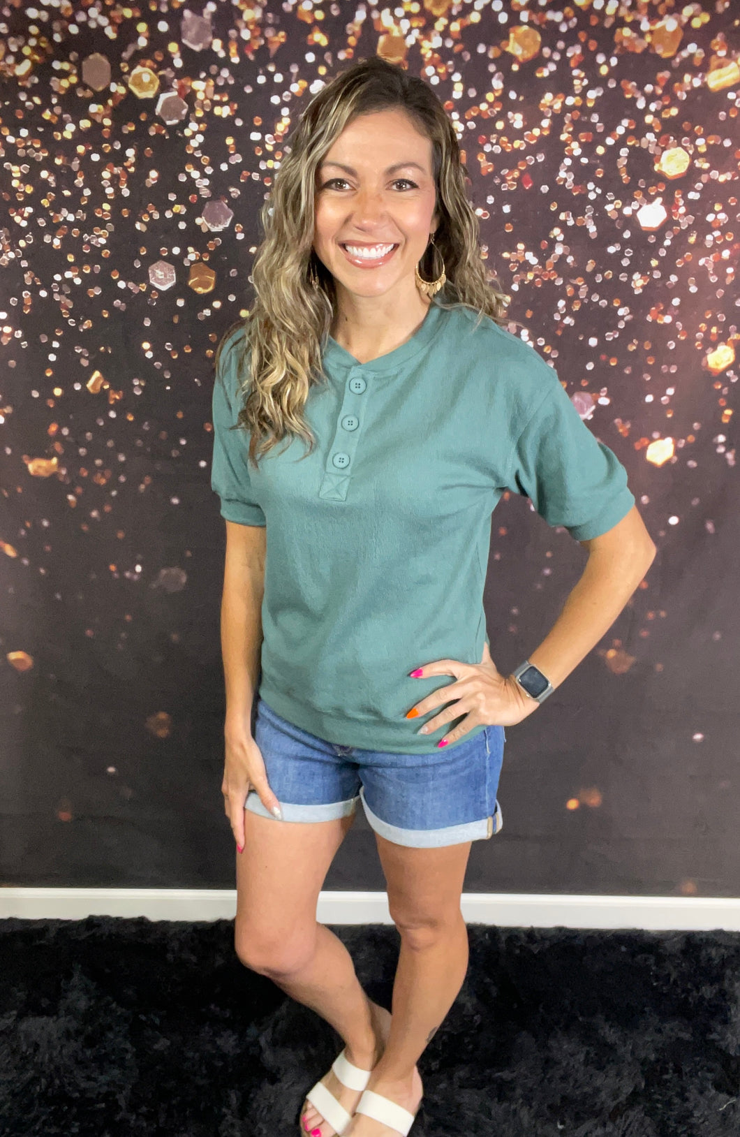 Everyday Dusty Jade Henley Top