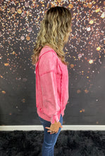 Load image into Gallery viewer, Fuchsia acid wash exposed seam sweatshirt