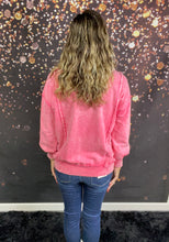 Load image into Gallery viewer, Fuchsia acid wash exposed seam sweatshirt