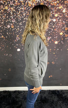 Load image into Gallery viewer, Black french terry pullover w/pockets