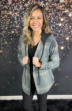 Load image into Gallery viewer, Jade and black plaid shacket