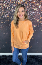 Load image into Gallery viewer, Light orange acid wash sweatshirt w/pockets