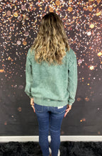 Load image into Gallery viewer, Dark green vintage wash 1/4 zip up