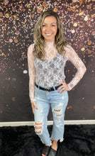 Load image into Gallery viewer, Light pink floral mesh top