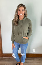 Load image into Gallery viewer, Olive ribbed hoodie