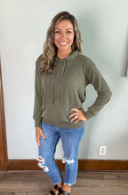Load image into Gallery viewer, Olive ribbed hoodie