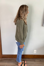 Load image into Gallery viewer, Olive ribbed hoodie