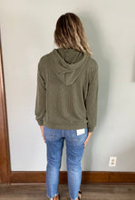 Load image into Gallery viewer, Olive ribbed hoodie