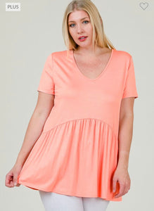 Coral babydoll ruffled top