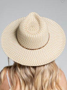 Woven Panama hat w/animal print band