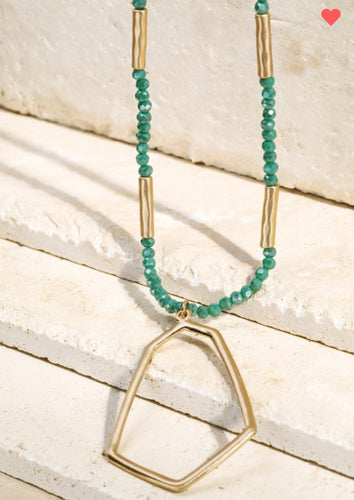 Jade geometric pendant necklace