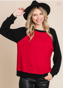 Red and black brushed top