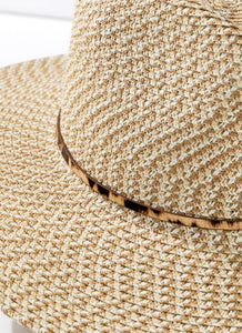 Woven Panama hat w/animal print band