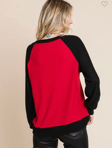 Red and black brushed top