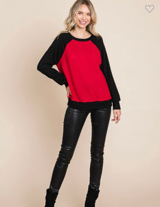 Red and black brushed top