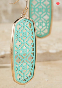 Mint geometric oval earrings