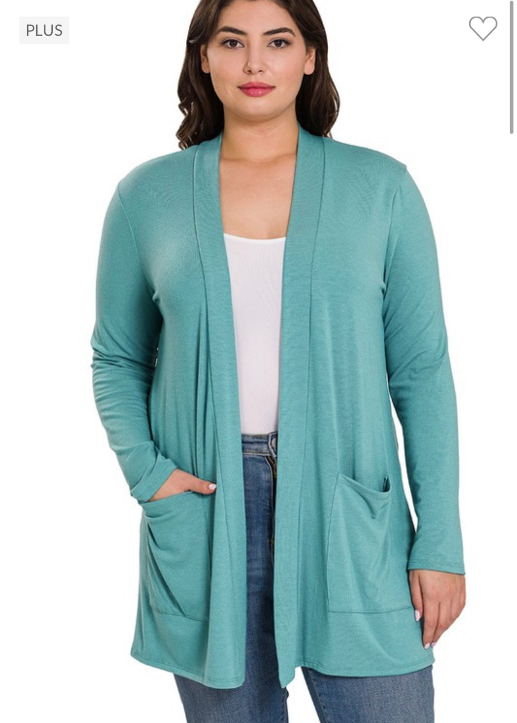 Dusty teal cardigan w/pockets